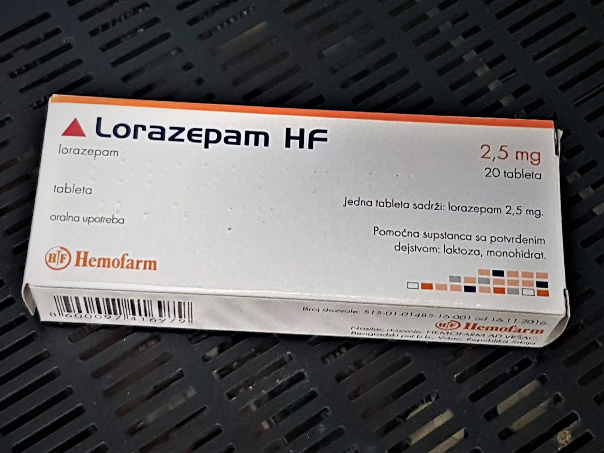 Lorazepam Hemofarm 2.5 mg 20 tablets in Box Expodrugs